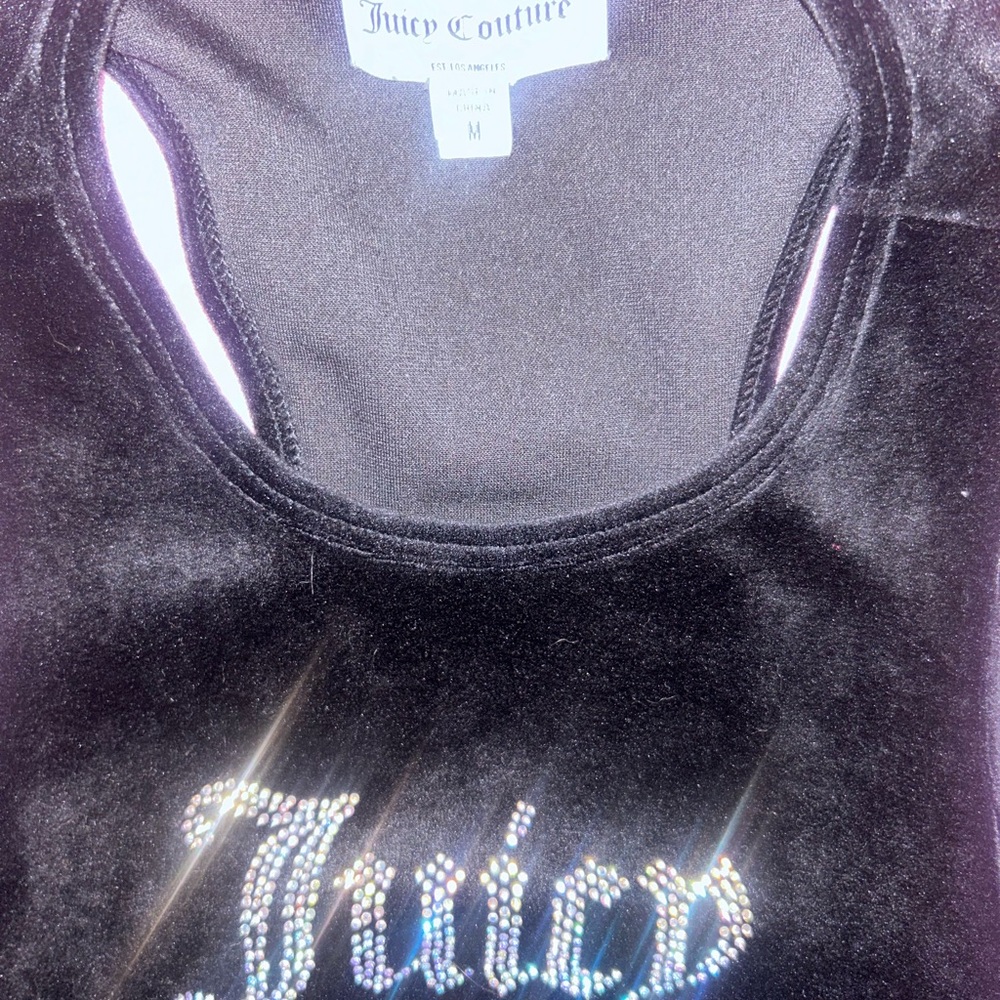Juicy Couture Black Velvet Crop Top - Picture 2 of 3
